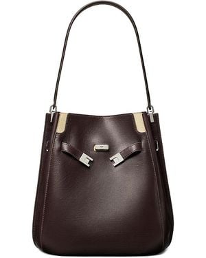 Tory Burch Lee Radziwell Leather Bucket Bag - Black