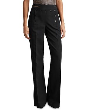 Reiss Sidney Wide Leg Button Detail Pants - Black