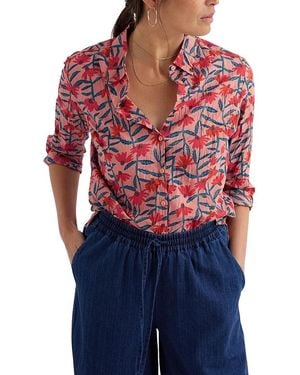 Seasalt Cornwall Larissa Crinkled Cotton 3/4 Sleeve Shirt - Red