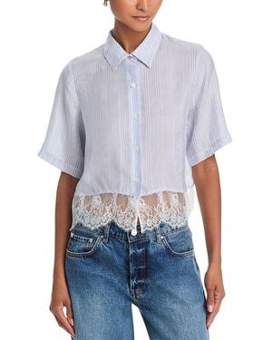 FRAME The Silk Stripe Lace Shirt - Blue