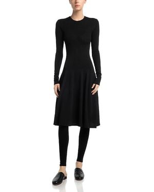 TOTEME Round Neck Long Sleeve Sculpted Dress - Black