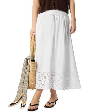Whistles Broderie Cotton Midi Skirt - White