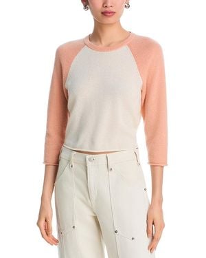 RE/DONE Shrunken Baseball Raglan Cashmere Sweater - Natural