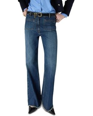 Gerard Darel Amandie Bootcut Frayed Hem Jeans - Blue