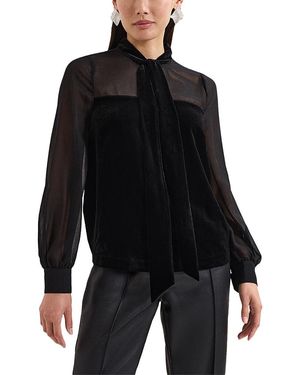 Phase Eight Raye Velvet Bow Neck Blouse - Black
