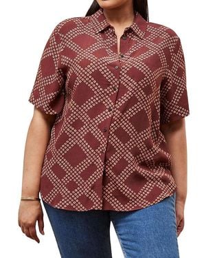 Live Unlimited Geo Print Short Sleeve Shirt - Red