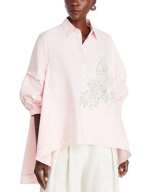 Nancy Yang Beaded Puff Sleeve Shirt - White