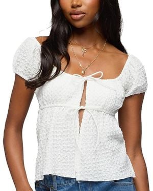 Edikted Dorothey Textured Tie Front Top - White