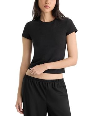 GOOD AMERICAN The Cap Sleeve Cotton Stretch Tee - Black