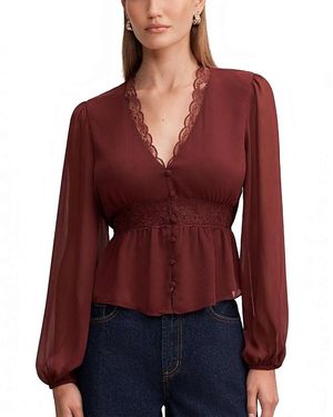 EVER NEW Matilda Lace Detail Blouse - Red