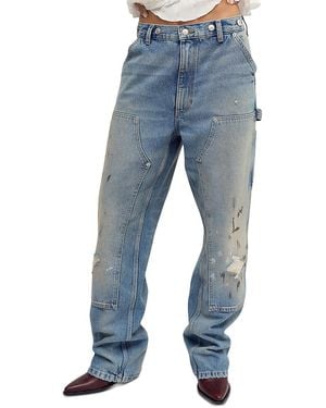 Free People Emily Cotton Carpenter Jeans - Blue