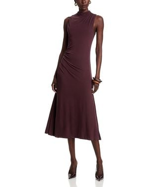 BOSS Eylai Gathered Mock Neck Midi Dress - Purple
