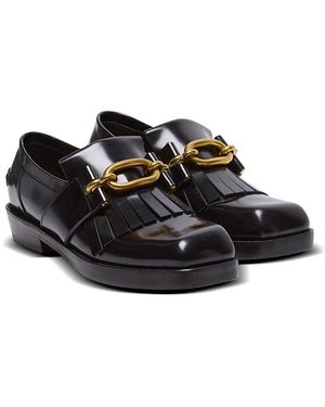 Balmain Sync Glazed Leather Loafers - Black