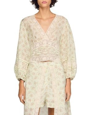 Sandro Floral Crop Top - Natural