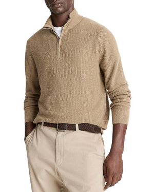 Vince Geo Jacquard Quarter Zip Sweater - Natural