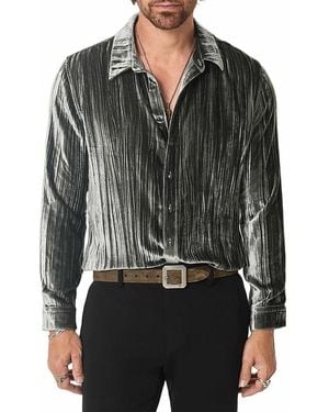 John Varvatos Batik Velvet Point Collar Shirt - Black