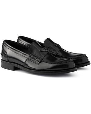 Prada Brushed Leather Loafers - Black