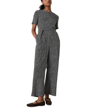 Whistles Check Short Sleeve Jumpsuit - Black