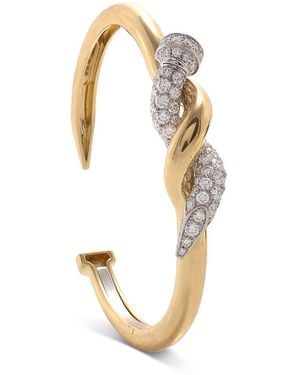 David Webb Diamond Twisted Nail Cuff Bracelet - Metallic