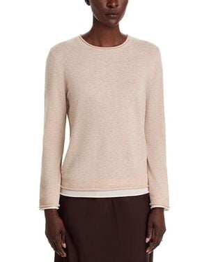C by Bloomingdale's Cashmere Double Layer Cashmere Crewneck Sweater - Natural