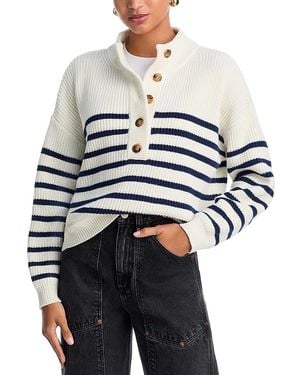 Aqua Striped Henley Sweater - Blue