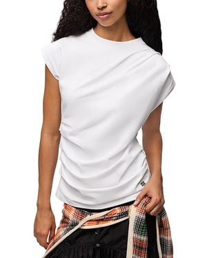 Ganni Asymmetric Neck Drape Jersey Top - White
