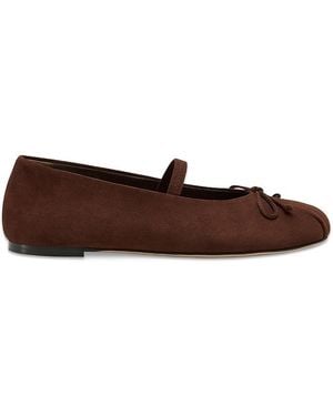 Stuart Weitzman Prima Bow Ballet Mary Janes - Brown