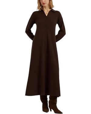 Chinti & Parker Wool-Cashmere A-Line Polo Dress - Black