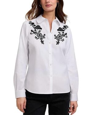 Foxcroft Hampton Embroidered Shirt - White