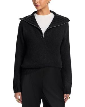 Aqua Cashmere Half Zip Sweater - Black