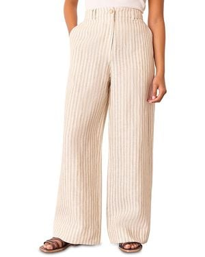 Whistles Petite Linen Stripe Pants - Natural