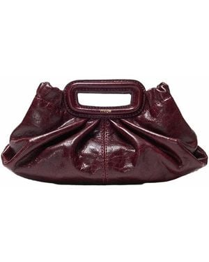 Maje Mini Crackled Leather Clutch - Purple