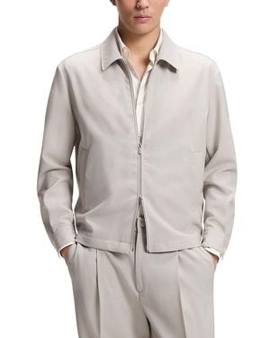 BOSS P-Carper Performance Wool Slim Fit Zip Blouson Jacket - Gray