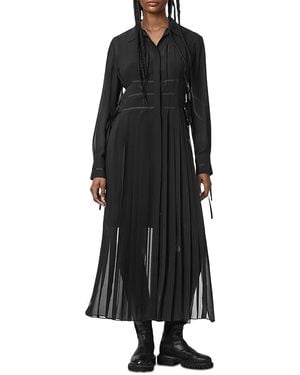 AllSaints Kass Pleated Shirt Dress - Black