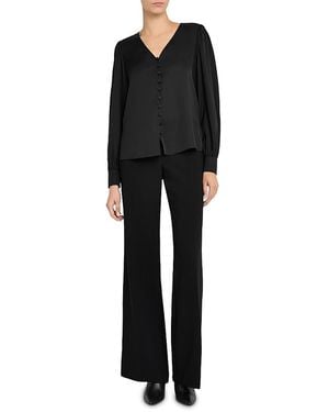 Kobi Halperin Maren Silk Stretch V Neck Blouse - Black