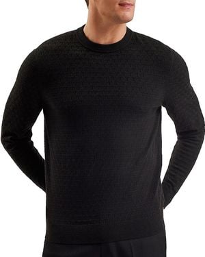 Ted Baker Textured Stitch Crewneck Sweater - Black