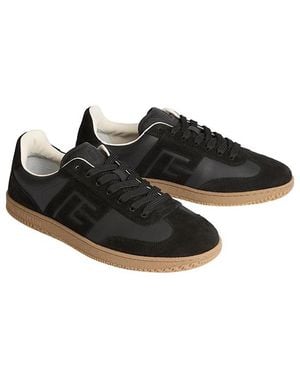 Balmain Swan Suede And Smooth Leather Sneakers - Black