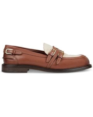 Sandro Shiny Leather Buckled Loafers - Brown