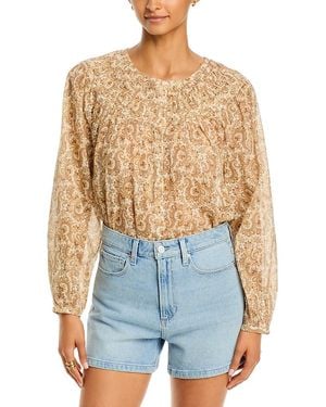 PAIGE Zoia Smocked Blouse - Blue