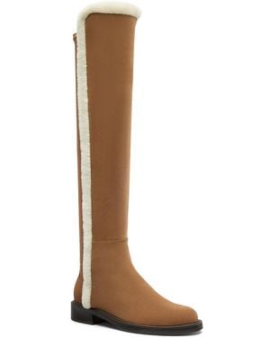 Stuart Weitzman 5050 Cozy Gisele Shearling Trimmed Boots - Brown