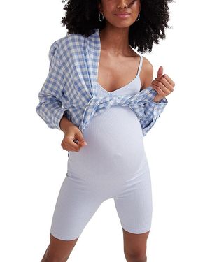 Hatch Collection The Body Rib Maternity Unitard Short - Blue