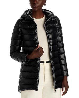 Herno Quilted Hooded A Line Coat - Black