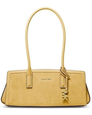 Michael Kors Laila Small East West Suede Shoulder Tote - Metallic