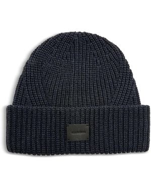 AllSaints Travelling Ribbed Beanie Hat - Blue