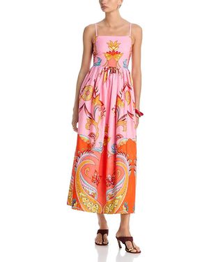 Aqua Paisley Midi Dress - Red