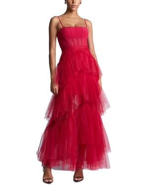 BCBGMAXAZRIA Tulle Corset Essential Gown - Red