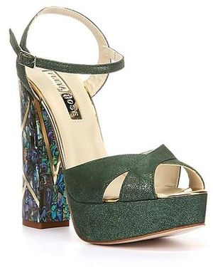 freya rose Cher Verde Ankle Strap Pearl Heel Sandal - Green