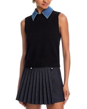French Connection Ellie Knit Collar Vest - Blue