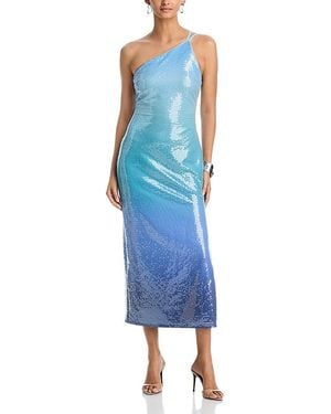 Aqua Ombre Sequin Halter Maxi Dress - Blue