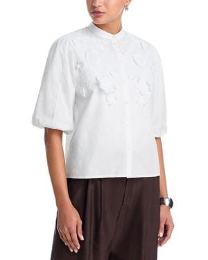 Essentiel Antwerp Embroidered Puffed Sleeve Blouse - White